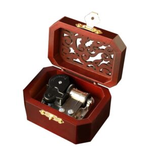 Creative Hollow Cover 18-Note Musical Movement Wind-up Wood Musical Box,Musical Toys for Kids