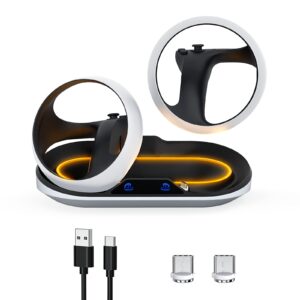 tenvoonl charging station for playstation vr2 sense controller,psvr2 charger with led indicator,ps vr2 charging dock with 2 magnetic type-c connectors and type-c cable