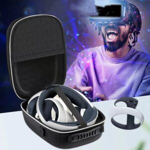 VR Storage Bag Compatible for PS5 VR2/PS VR2, Carrying Case Cover for VR Gaming Headset Hard Travel Box for Virtual Reality Controller EVA Multifunctional Suitcase Pouch Large Capacity