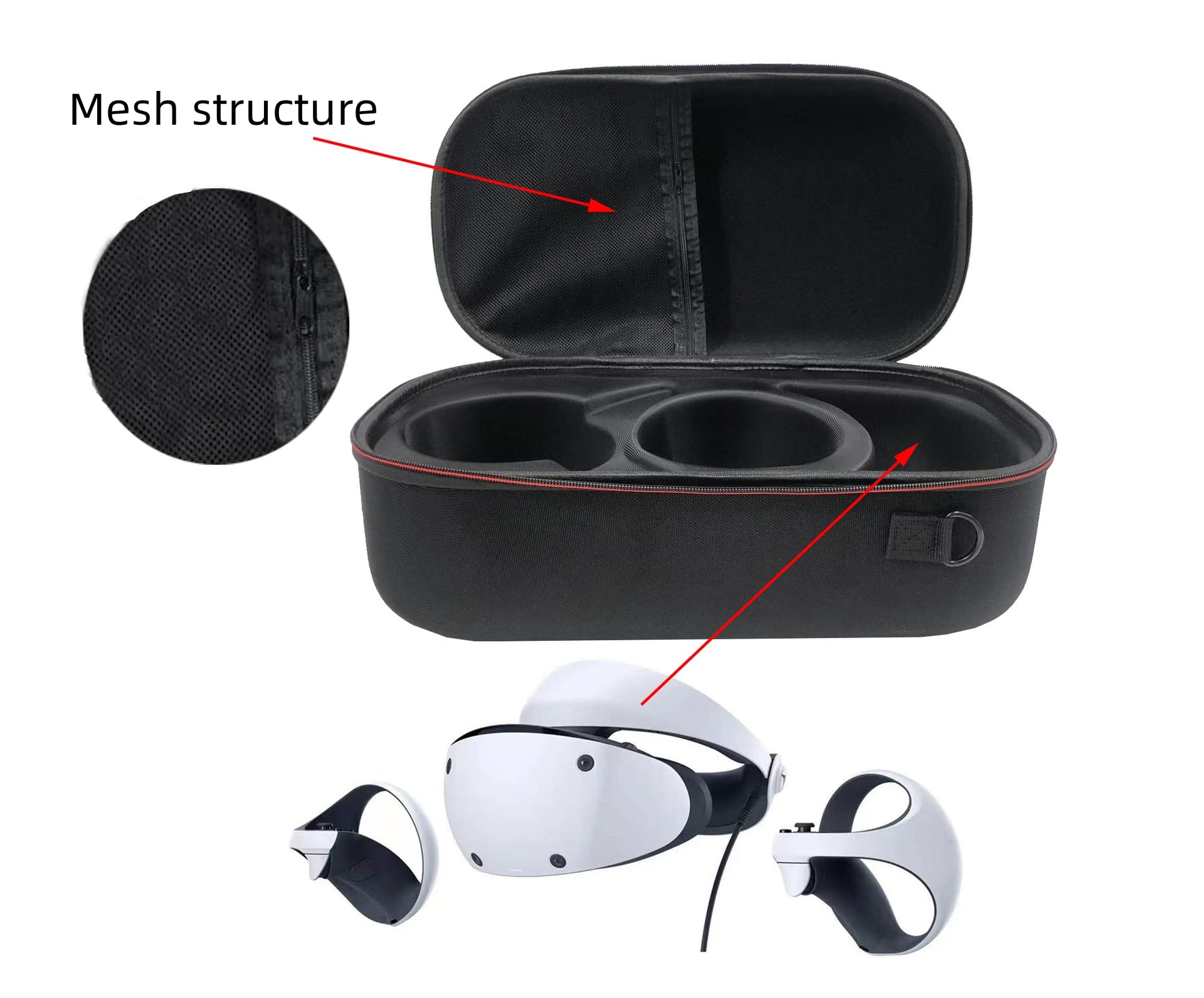 VR Storage Bag Compatible for PS5 VR2/PSVR2, Carrying Case Cover for VR Gaming Glasses Hard Travel Protection Box for Virtual Reality Headsets Handle Protective Multifunctional Suitcase Pouch