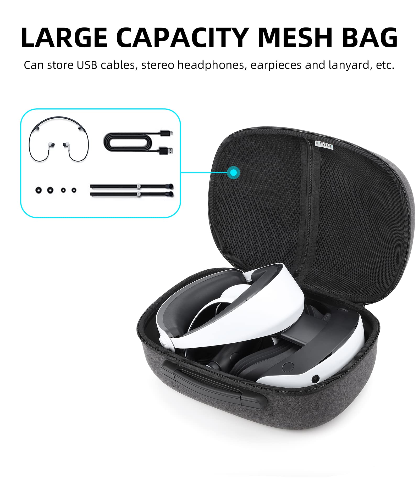 VR Carrying Case Storage Bag for PS VR2,VR Headset & Controller Travel Bag Protector Organizer,Shock-Absorption Inner Support Accessories Case,34 * 24.5 * 17cm