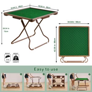 MJTABLE Mahjong Table, 35" Card Tables Folding Square with 4 Cup Holders & 4 Drawers for 4 People, Wear-Resistant Desktop Majiang Table for Poker Cards, Mahjong, Board Games