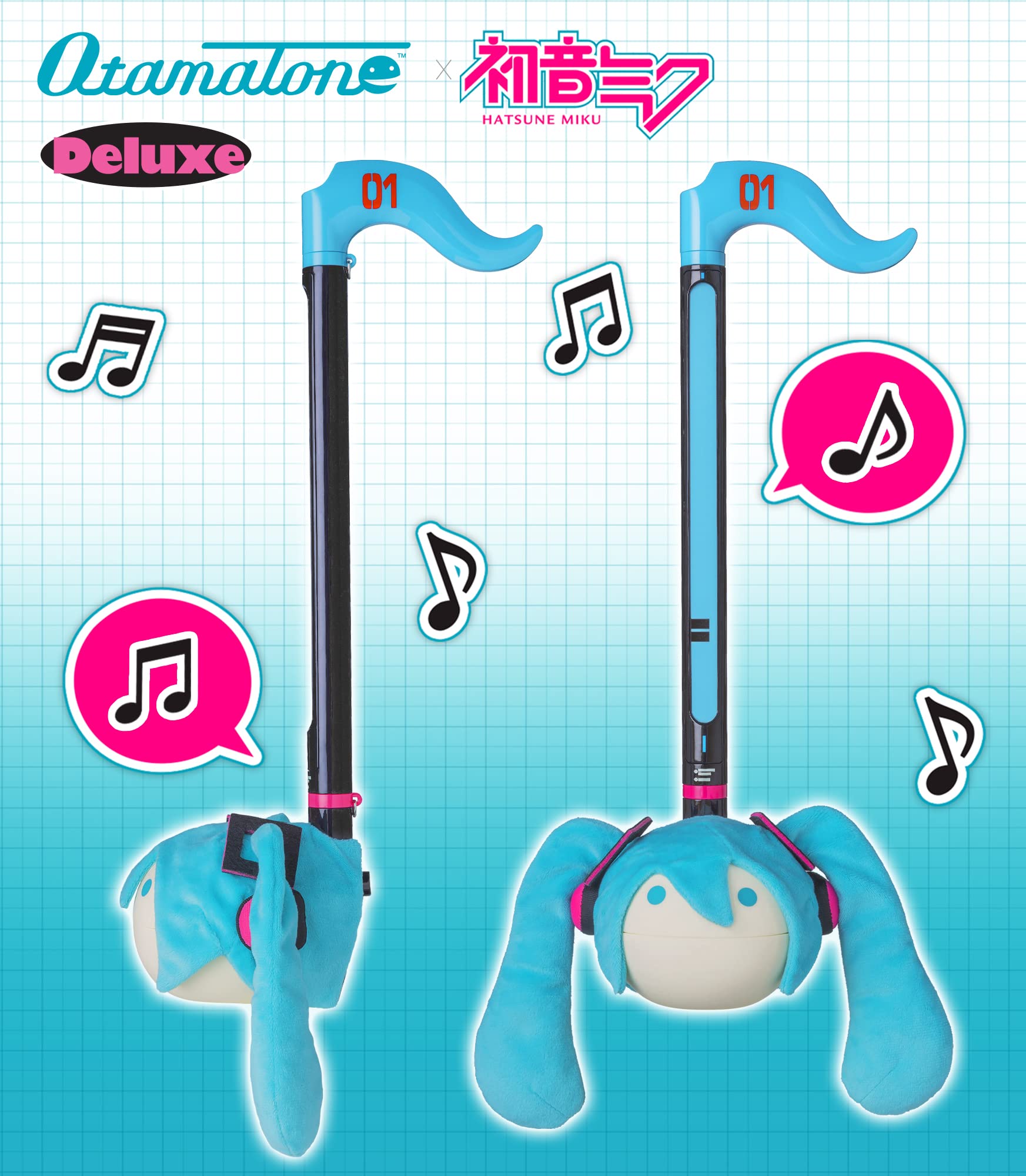 Otamatone Deluxe [Hatsune Miku Edition] Electronic Musical Instrument Portable Synthesizer from Japan Maywa Denki [Includes Removable Plush Wig]