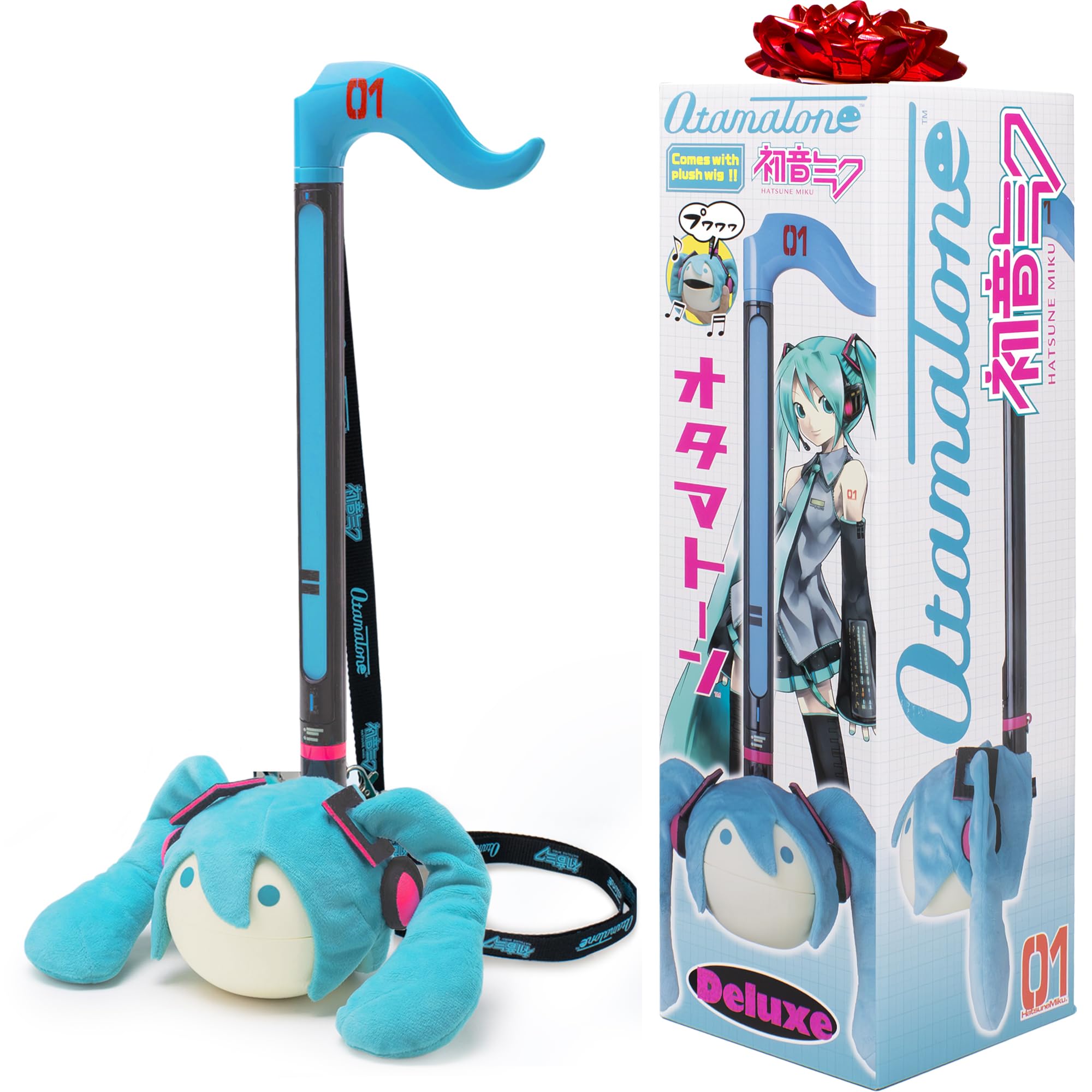 Otamatone Deluxe [Hatsune Miku Edition] Electronic Musical Instrument Portable Synthesizer from Japan Maywa Denki [Includes Removable Plush Wig]