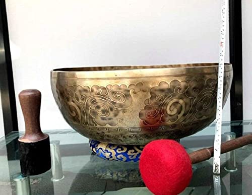 21 Inch Diameter Extra Large Standing Singing Bowl - Foot Carved Singing Bowls - Sound Therapy -Meditation -Yoga Session - Big Healing Bowls