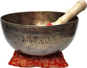 devyom 10" large hand hammered himalayan full moon singing bowl meditation healing bowl with mallet and silk cushion