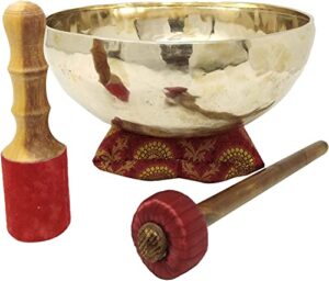 root and om chakra c note anitque hand hammered tibetan meditation singing bowl 9.5 inches - yoga old bowl