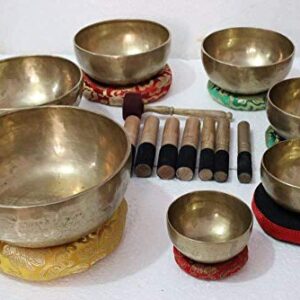 Chakra Healing Tibetan Singing Bowl - Set of 7 - Hand Hammered Tibetan Meditation