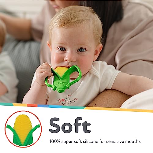 Nuby Veggie Teether for Teething Relief - Soft Baby Teething Toy - 3+ Months - Corn