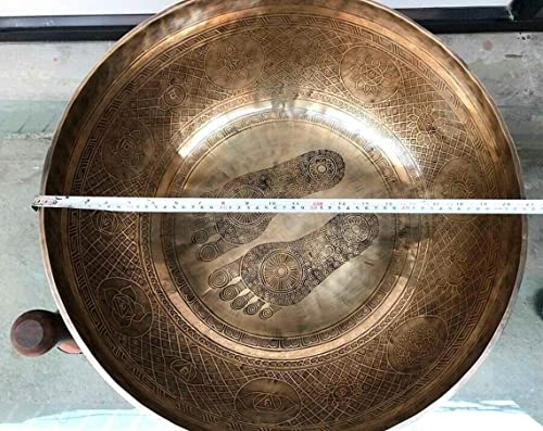 21 Inch Diameter Extra Large Standing Singing Bowl - Foot Carved Singing Bowls - Sound Therapy -Meditation -Yoga Session - Big Healing Bowls