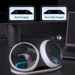 MOJOXR Magnetic Charging Station for PS VR2 Sense Controllers and Lens Cover for PSVR2 Headset, Charging Dock with Lamp Circle and Indicators, Fast Charging Accessories Kit for PlayStation VR2