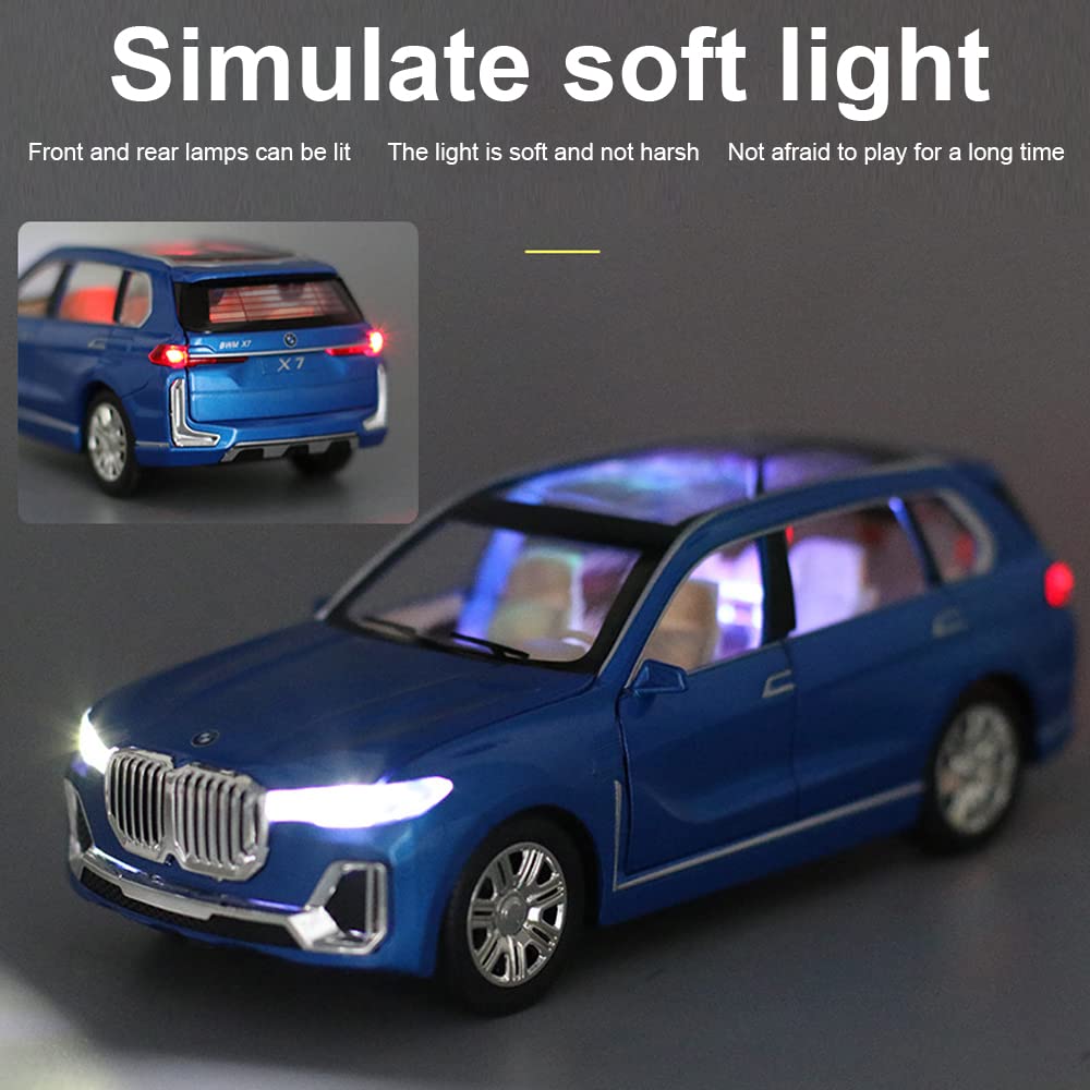 1/24 BMW X7 SUV Model Car Toy Diecast Toy Cars, Zinc Alloy Pull Back Toy car with Sound and Light for Kids Boy Girl Gift，Birthday Presents, Collectibles.