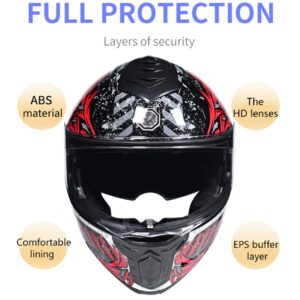 DOT Certified Cool Modular Motorcycle Full Face Helmets with Dual Visor, Adults Men Women Flip up Motorbike Cool Girls Helmet for Street Dirt Bike ATV Motocross Racing Protection Helmet -G-XXXL