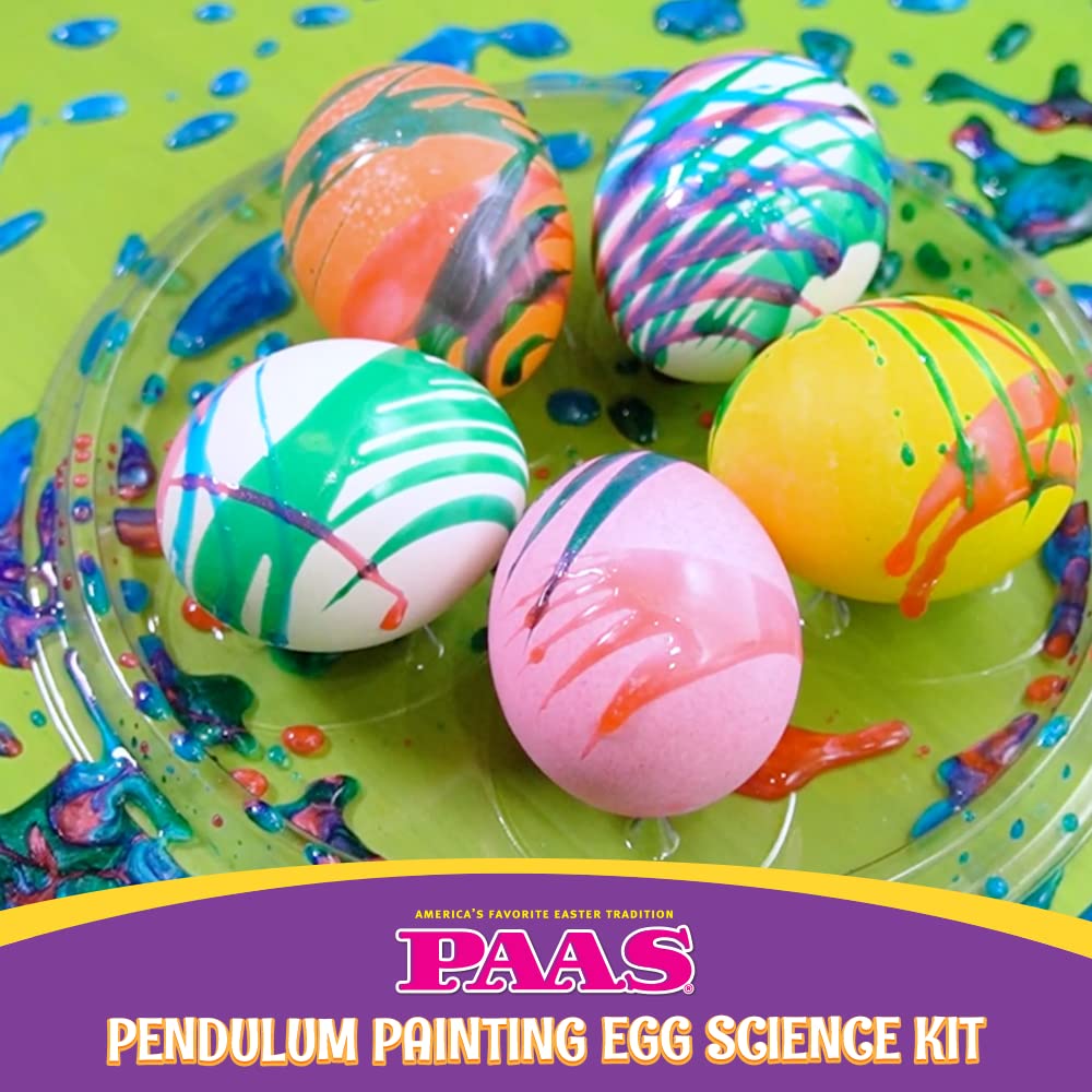 PAAS Eggsperiments: Pendulum Painting Egg Science Kit - Create Unique Paint Patterns on up to 20 Eggs! Easy Clean up with Included Table Cover, Perfect Arts and Crafts Activity for Easter