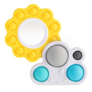 fat brain toys dimpl billow & bright - popping sensory toys with mirror, 10 mos+