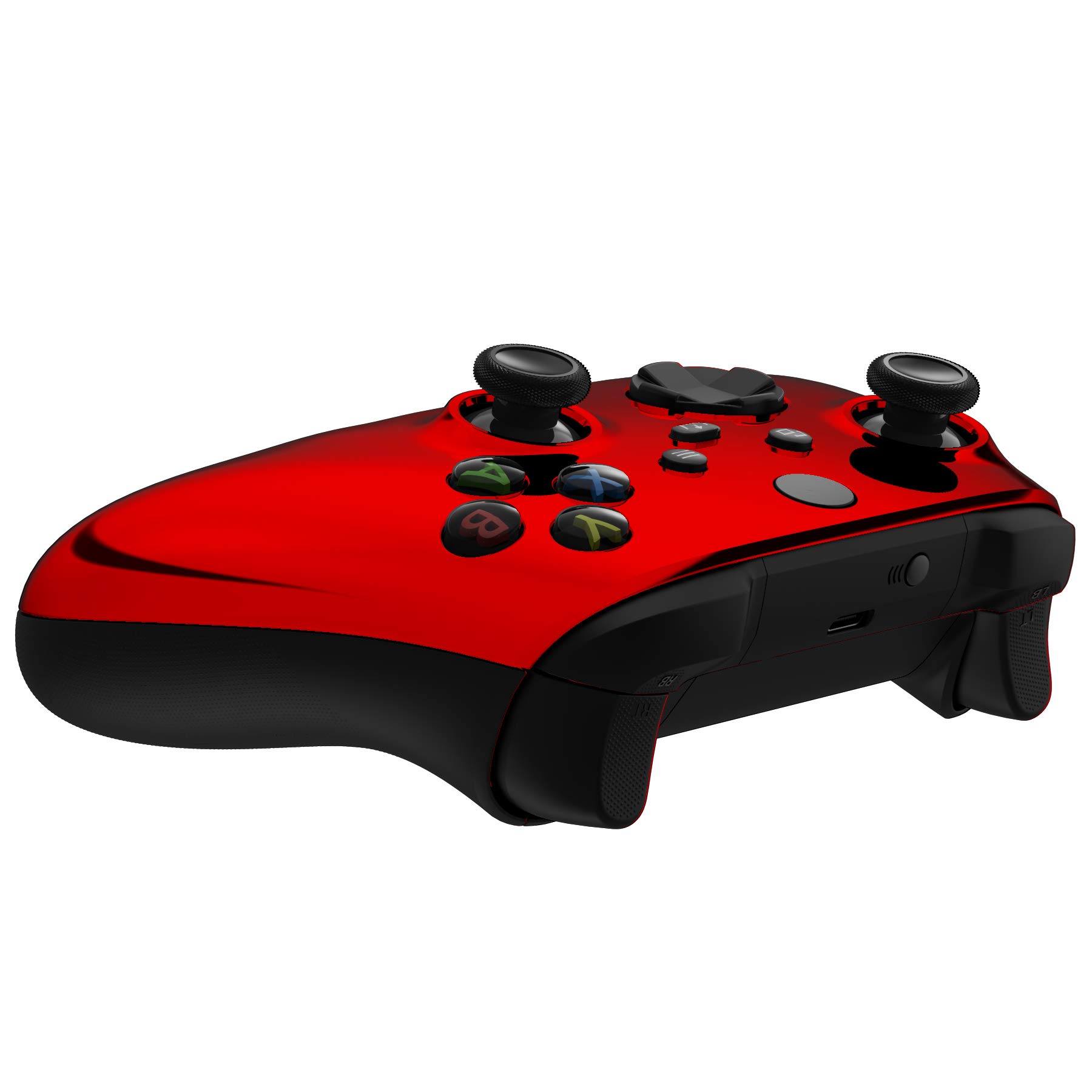 eXtremeRate Chrome Red Replacement Side Rails + Back Shell + Faceplate for Xbox Series X/S Controller