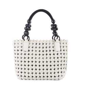 joujoujoy chic and spacious handwoven tote handbag for women, with pu leather body, medium zipper purse and cute dog pendant