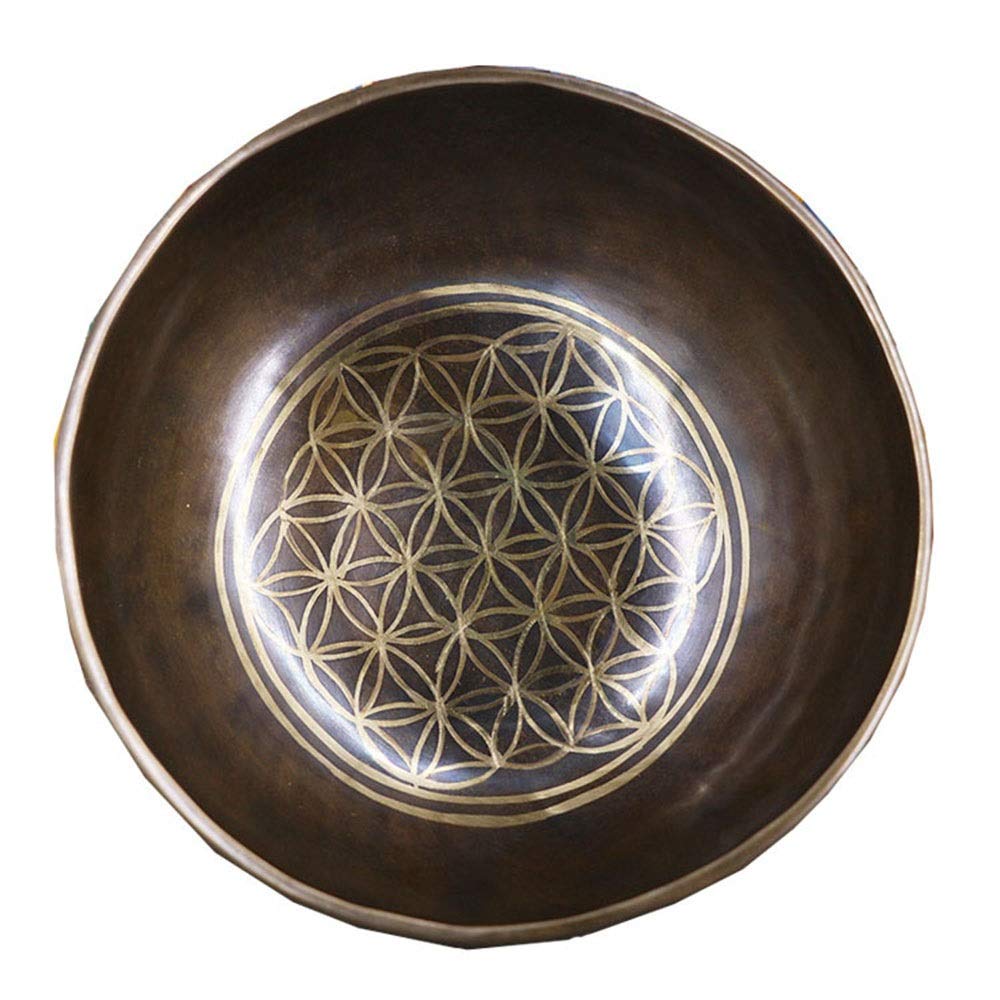 Tibetan Singing Bowl Tibetan Singing Bowl Set Meditation Yoga Sound Bowl with Mallet, Silk Cushion for Yoga and Stress Relief Meditation Singing Bowls (Color : Brass, Size : 21x9cm)