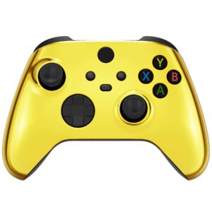 eXtremeRate Chrome Gold Replacement Side Rails + Back Shell + Faceplate for Xbox Series X/S Controller