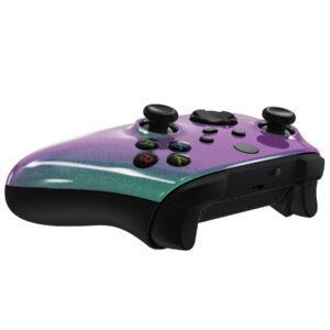 eXtremeRate Chameleon Green Purple Replacement Side Rails + Back Shell + Faceplate for Xbox Series X/S Controller