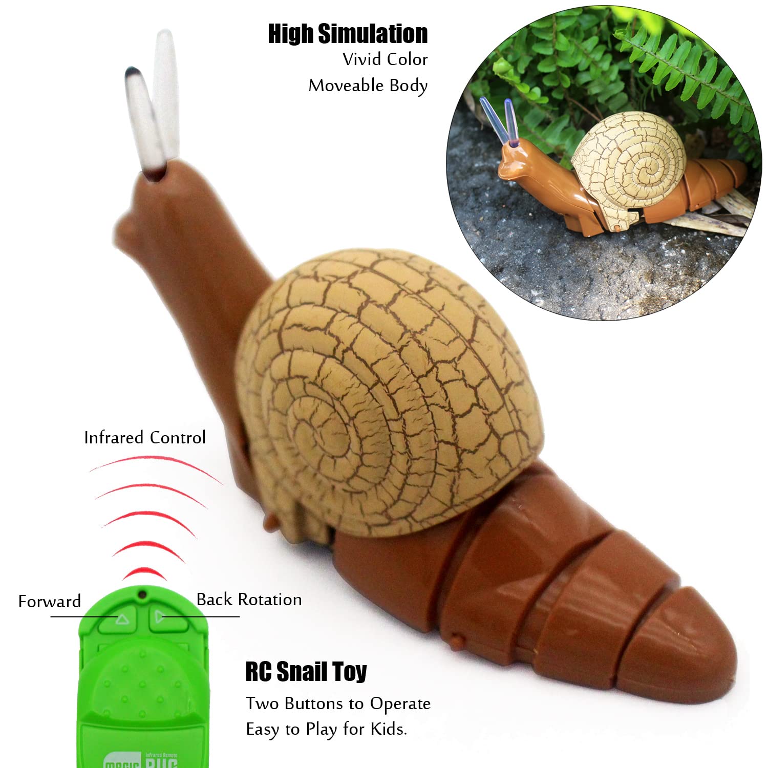 Tipmant Realistic RC Snail Remote Control Animal Toys Realistic Electronic Fake Insect Car Vehicle Kids Birthday Gifts