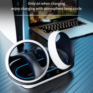 MOJOXR Magnetic Charging Station for PS VR2 Sense Controllers and Lens Cover for PSVR2 Headset, Charging Dock with Lamp Circle and Indicators, Fast Charging Accessories Kit for PlayStation VR2