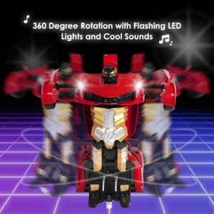 ACED Kids Toys - 1:12 Scale Hand Gesture Deformation and Remote Control Transformation Robot RC Car Toy with Light and Music - Birthday Gift for Youth, Boys and Girls (Red)