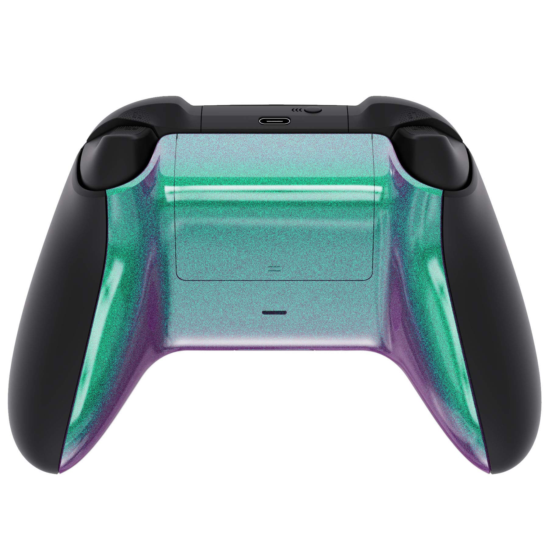 eXtremeRate Chameleon Green Purple Replacement Side Rails + Back Shell + Faceplate for Xbox Series X/S Controller