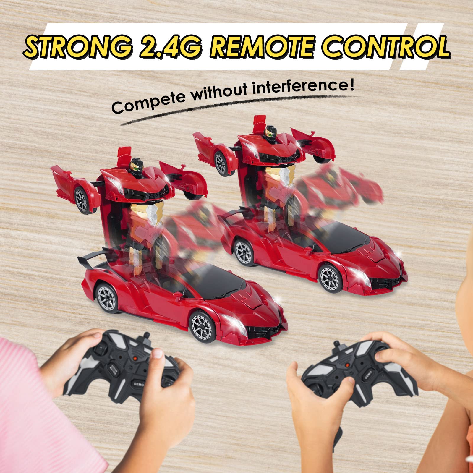 ACED Kids Toys - 1:12 Scale Hand Gesture Deformation and Remote Control Transformation Robot RC Car Toy with Light and Music - Birthday Gift for Youth, Boys and Girls (Red)