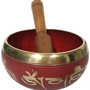 Bell Metal Tibetan Buddhist Singing Bowl Musical Instrument for Meditation with Stick and Cushion - Superior Quality 5 inches 10779