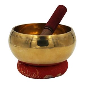 Devyom Tibetan Extra Large Heavy Meditation Ring Gong Hammer Mark Singing Bowl With Mallet and Silk Cushion