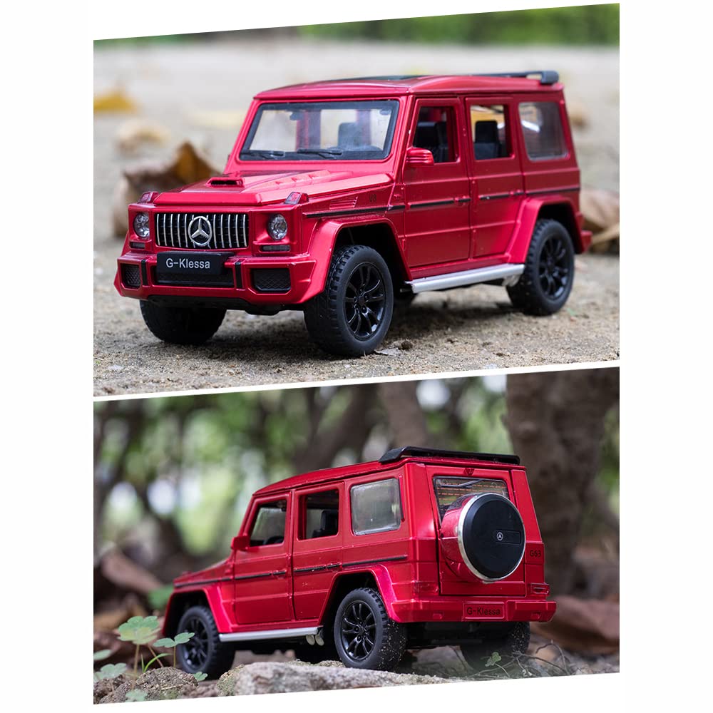 iLooboo Alloy Collectible Red Benz G63 AMG Toy Vehicle Pull Back Die-Cast Car Model with Lights and Sound