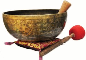 11 inch finest meditation mantra carved singing bowl, etching tibetan art singing bowl with drum stick cushions and mallet,bowls from tibet