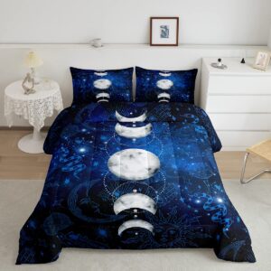 sun and moon kids comforter set queen size,starry sky galaxy planet trippy bedding set,boys girls adults room decor,hassam hand dead snake boho exotic down comforter,blue duvet insert,2 pillowcases