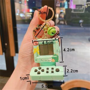 Retro Classic Game Console Pendant Keychain Playable Electronic Miniature Handheld Mini Games Machine with Keychain Ring Gift (Y5)