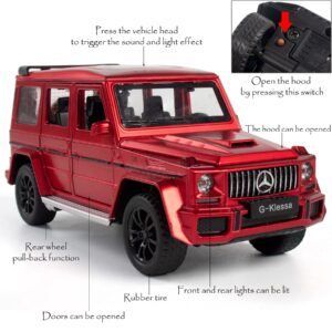 iLooboo Alloy Collectible Red Benz G63 AMG Toy Vehicle Pull Back Die-Cast Car Model with Lights and Sound