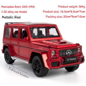 iLooboo Alloy Collectible Red Benz G63 AMG Toy Vehicle Pull Back Die-Cast Car Model with Lights and Sound