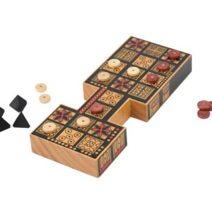 Masters Replica Royal Game of Ur Board Game with Pyramid Dice - Features Authentic Design with Solid Wood Board and Wooden Pieces