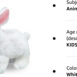 Bunny Toys Interactive Electronic Pet Toys Bunnies Can Walk and Talk, Easter Plush Stuffed Bunny Toy Walking Rabbit Educational Toys for Kids, Interactive Bunny Hopping Wiggle Ears Twitch Nose(White)