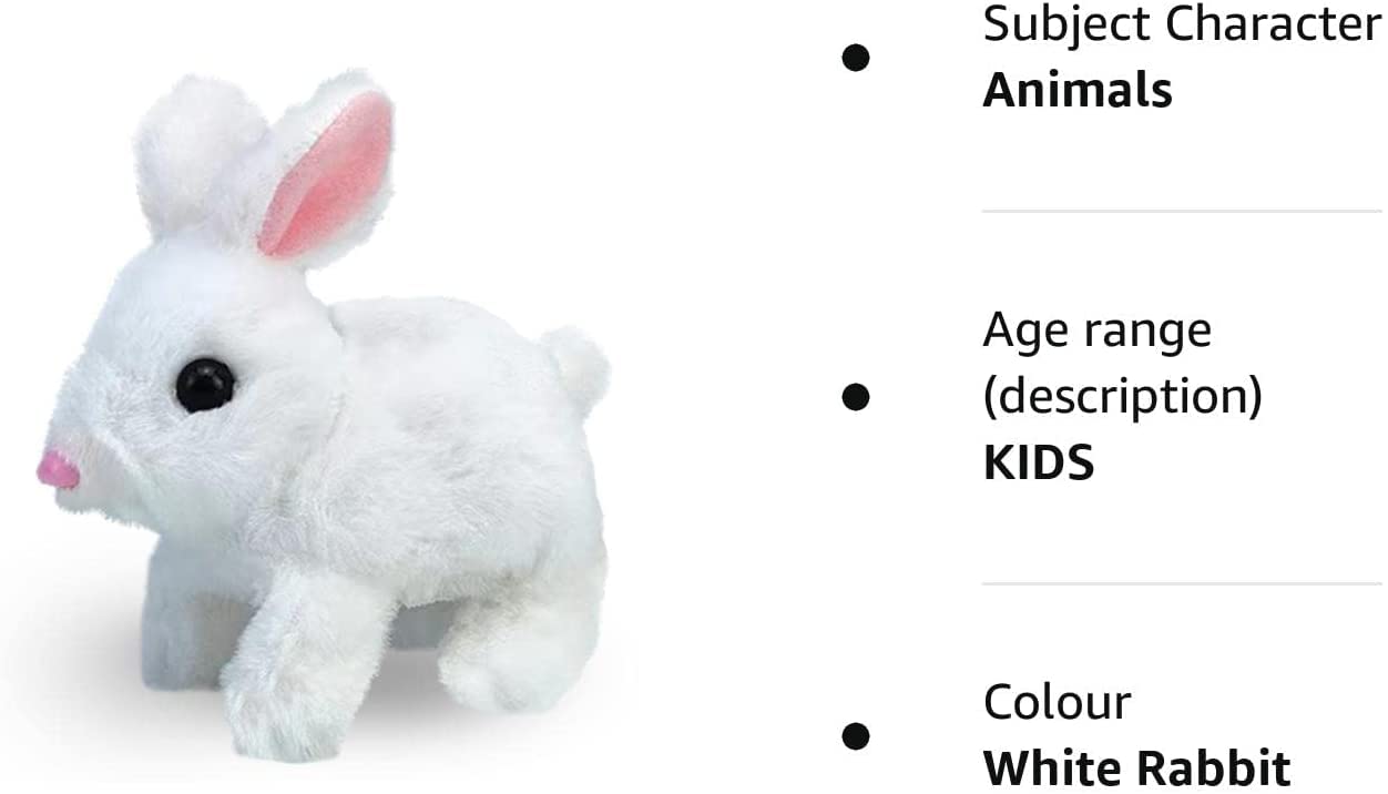 Bunny Toys Interactive Electronic Pet Toys Bunnies Can Walk and Talk, Easter Plush Stuffed Bunny Toy Walking Rabbit Educational Toys for Kids, Interactive Bunny Hopping Wiggle Ears Twitch Nose(White)