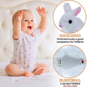 Bunny Toys Interactive Electronic Pet Toys Bunnies Can Walk and Talk, Easter Plush Stuffed Bunny Toy Walking Rabbit Educational Toys for Kids, Interactive Bunny Hopping Wiggle Ears Twitch Nose(White)