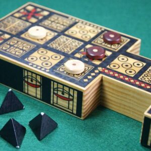 Masters Replica Royal Game of Ur Board Game with Pyramid Dice - Features Authentic Design with Solid Wood Board and Wooden Pieces