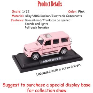 iLooboo Alloy Collectible Pink Benz G65 AMG Toy Vehicle Pull Back Die-Cast Car Model with Lights and Sound