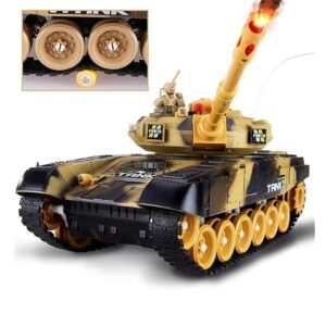 SREJNGL Large Radio Remote Control Army Armored Car Crawler Off-Road Charging Military Truck RC Cars Realistic Sounds & Lights Panzer Tank Toy for Kids & Adults Gift