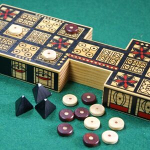 Masters Replica Royal Game of Ur Board Game with Pyramid Dice - Features Authentic Design with Solid Wood Board and Wooden Pieces