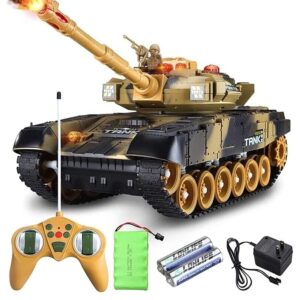 SREJNGL Large Radio Remote Control Army Armored Car Crawler Off-Road Charging Military Truck RC Cars Realistic Sounds & Lights Panzer Tank Toy for Kids & Adults Gift