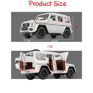 iLooboo Alloy Collectible White Benz G63 AMG Toy Vehicle Pull Back Die-Cast Car Model with Lights and Sound