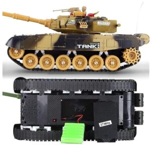 SREJNGL Large Radio Remote Control Army Armored Car Crawler Off-Road Charging Military Truck RC Cars Realistic Sounds & Lights Panzer Tank Toy for Kids & Adults Gift