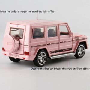 iLooboo Alloy Collectible Pink Benz G65 AMG Toy Vehicle Pull Back Die-Cast Car Model with Lights and Sound