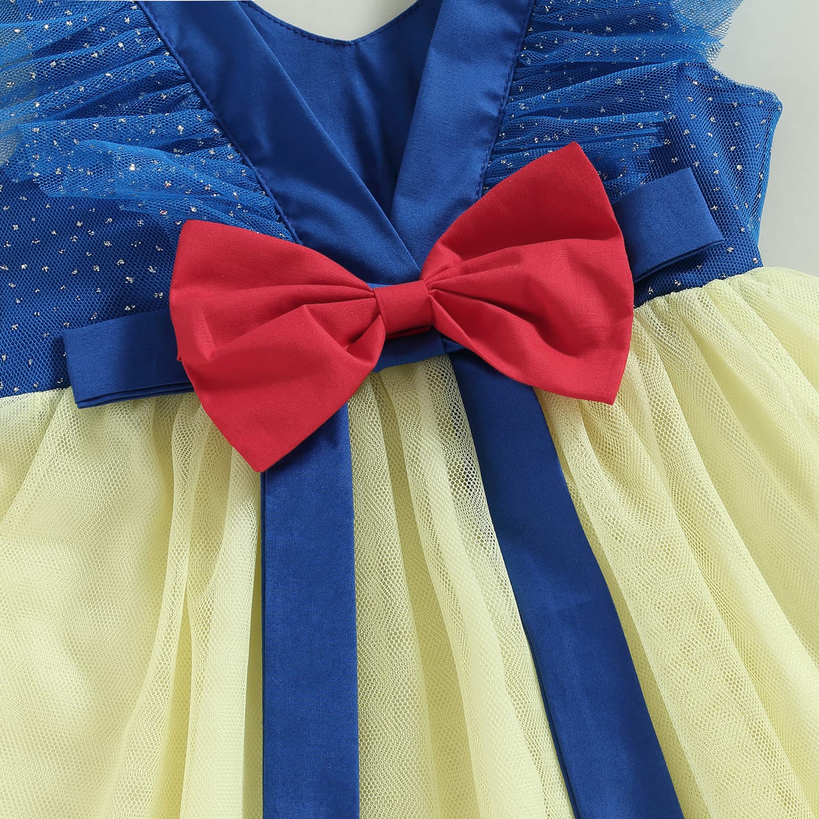 Snow White Dress for Baby Sleeveless Tulle Dress Princess Girl V-Back Bowknot Tutu Dress Summer Clothes (as1, Age, 0_Month, 3_Months, Blue)